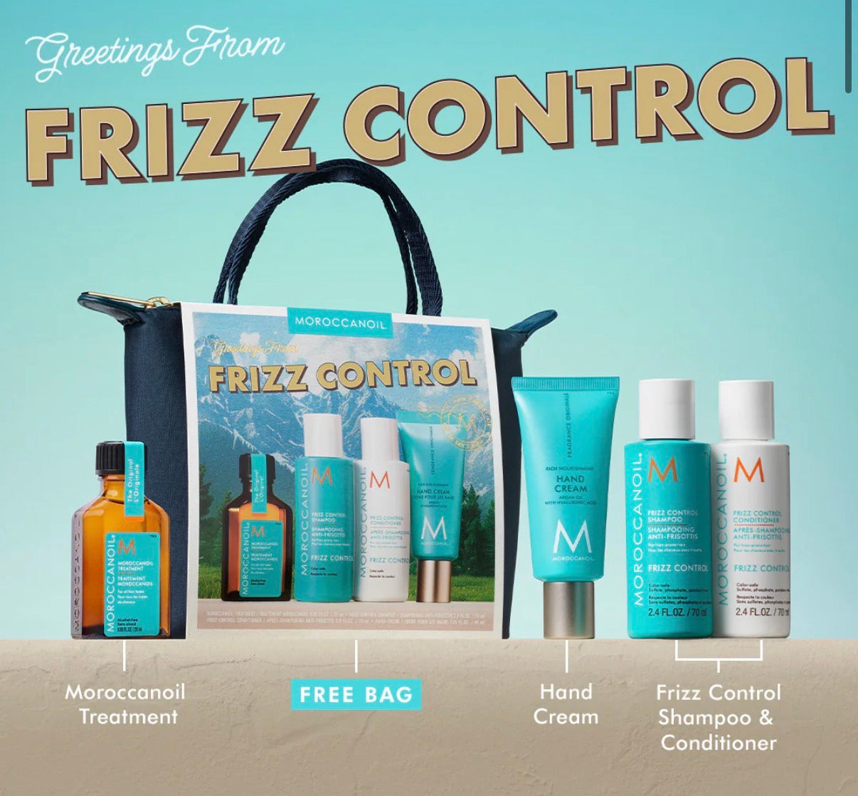 Moroccanoil kit voyage + pochette + bonus 1 format voyage supplémentaire cadeau