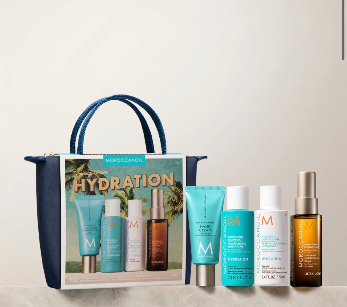 Moroccanoil kit voyage + pochette + bonus 1 format voyage supplémentaire cadeau